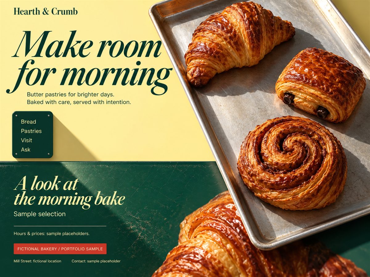 Yellow and green pastry homepage
